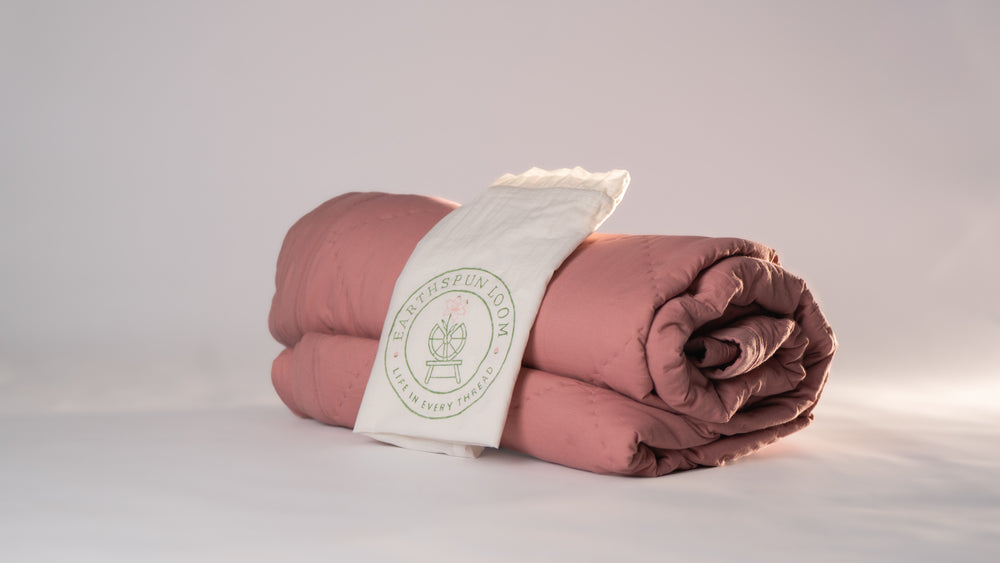 non-toxic organic cotton bedspread in mauve pink color for twin, queen and king size beds
