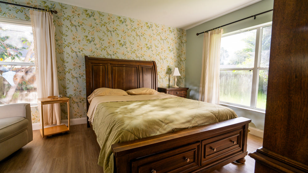 Organic cambric cotton comforter on bed, Earthspun Loom